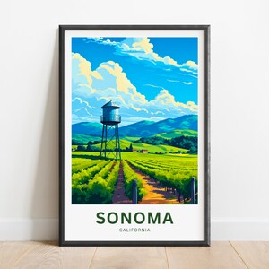 Sonoma Travel Print - Sonoma poster, California Wall Art, Framed present, Gift California Present