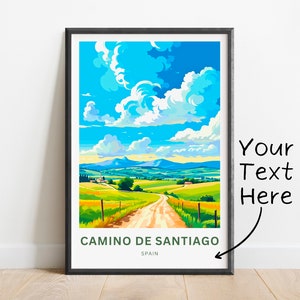 Impresión de viaje personalizada del Camino de Santiago - Cartel del Camino de Santiago, Arte de la pared de España, Presente enmarcado, Estados de España presentes