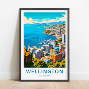 Wellington Travel Print - Wellington poster, Zealand Wall Art, Framed present, Gift Zealand Present
