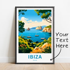 Personalized Ibiza Travel Print - Ibiza poster, Spain Wall Art, Framed present, Gift Spain Present