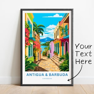 Personalized Antigua and Barbuda Travel Print - Antigua and Barbuda poster, Caribbean Wall Art,Gift Antigua and Barbuda Decor Present