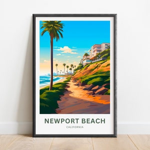 Newport Beach Travel Print - Newport Beach poster, California Wall Art, Framed present, Gift California Present