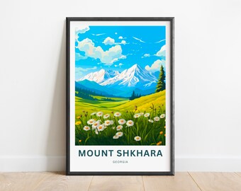Mount Shkhara Travel Print - Mount Shkhara poster, Georgia, Russia Wall Art, Framed present, Gift Russia Present