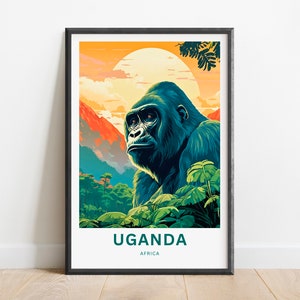 Uganda Travel Print - Uganda poster, Africa Wall Art, Framed present, Gift Africa Decor Present, Customize Your Text