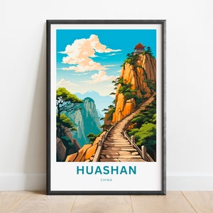 Huashan Travel Print - Mount Hua poster, China Wall Art, Framed present, Gift China Present