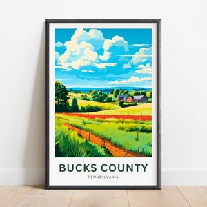 Bucks County Travel Print - Bucks County poster, Pennsylvania Wall Art, Framed present, Gift Pennsylvania Present