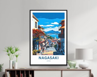 Personalized Nagasaki Travel Print - Nagasaki Poster, Japan Wall