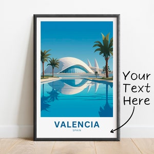 Personalized Valencia Travel Print - Valencia poster, Spain Wall Art, Framed present, Gift Spain Present
