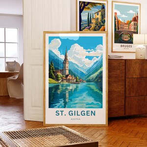 St. Gilgen Travel Print St. Gilgen poster, Austria Wall Art, Framed present, Gift Austria Present image 2
