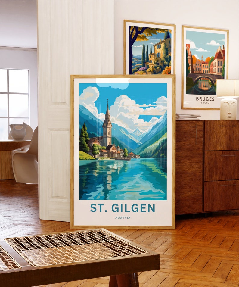 St. Gilgen Travel Print St. Gilgen poster, Austria Wall Art, Framed present, Gift Austria Present image 2