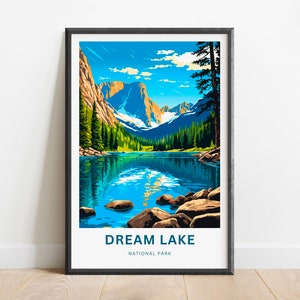 Dream Lake Travel Print - Dream Lake poster, National Park Wall Art, Decor, Framed present, Gift Colorado Present