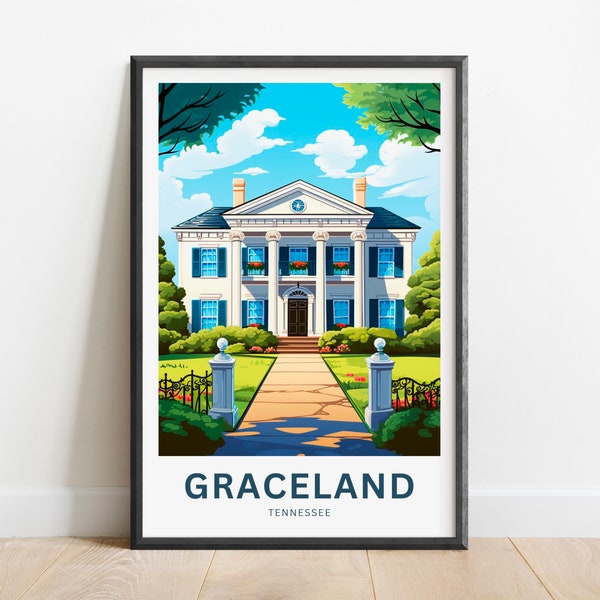 Graceland Travel Print - Graceland poster, Tennessee Wall Art, Framed present, Gift United States Present