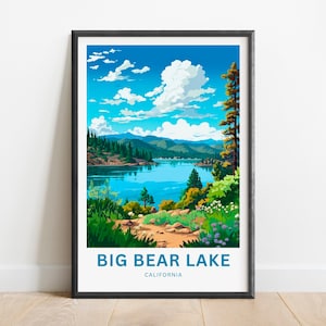 Big Bear Lake Travel Print - Big Bear Lake poster, California Wall Art, Framed present, Gift California Present