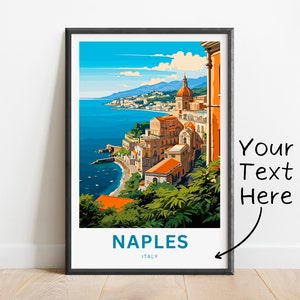 Personalized  Naples Travel Print - Naples poster, Italy Wall Art, Framed present, Gift Italy Present
