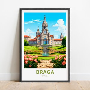Braga Travel Print - Braga Poster, Portugal Wall Art, Framed present, Gift Portugal Present