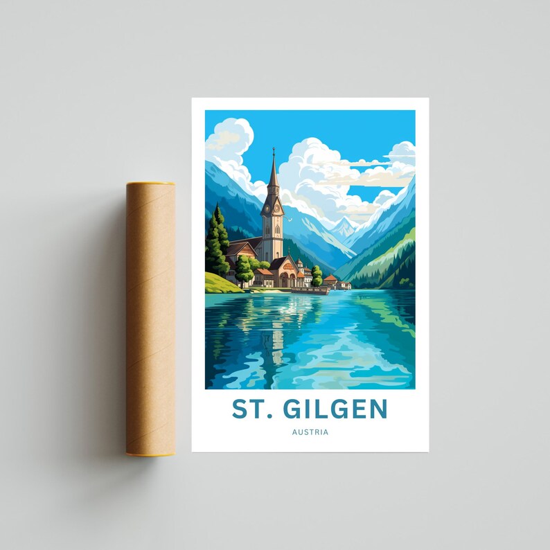 St. Gilgen Travel Print St. Gilgen poster, Austria Wall Art, Framed present, Gift Austria Present image 5