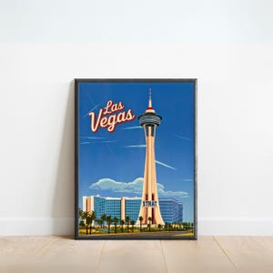 Strat Las Vegas Vintage Travel Poster - Las Vegas Print, US Wall Art, Framed, Gift Nevada Present