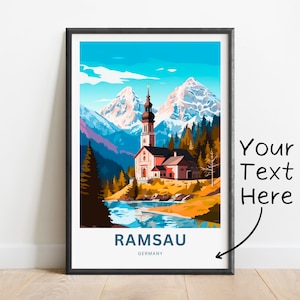 Personalized Ramsau Travel Print, Ramsau Travel poster, Germany Wall Art, Wall Decor, Framed present, Gift Germany Present