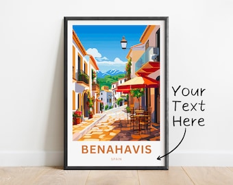 Personalized Benahavis Travel Print - Benahavis poster, Spain Wall Art, Framed present, Gift Spain Present