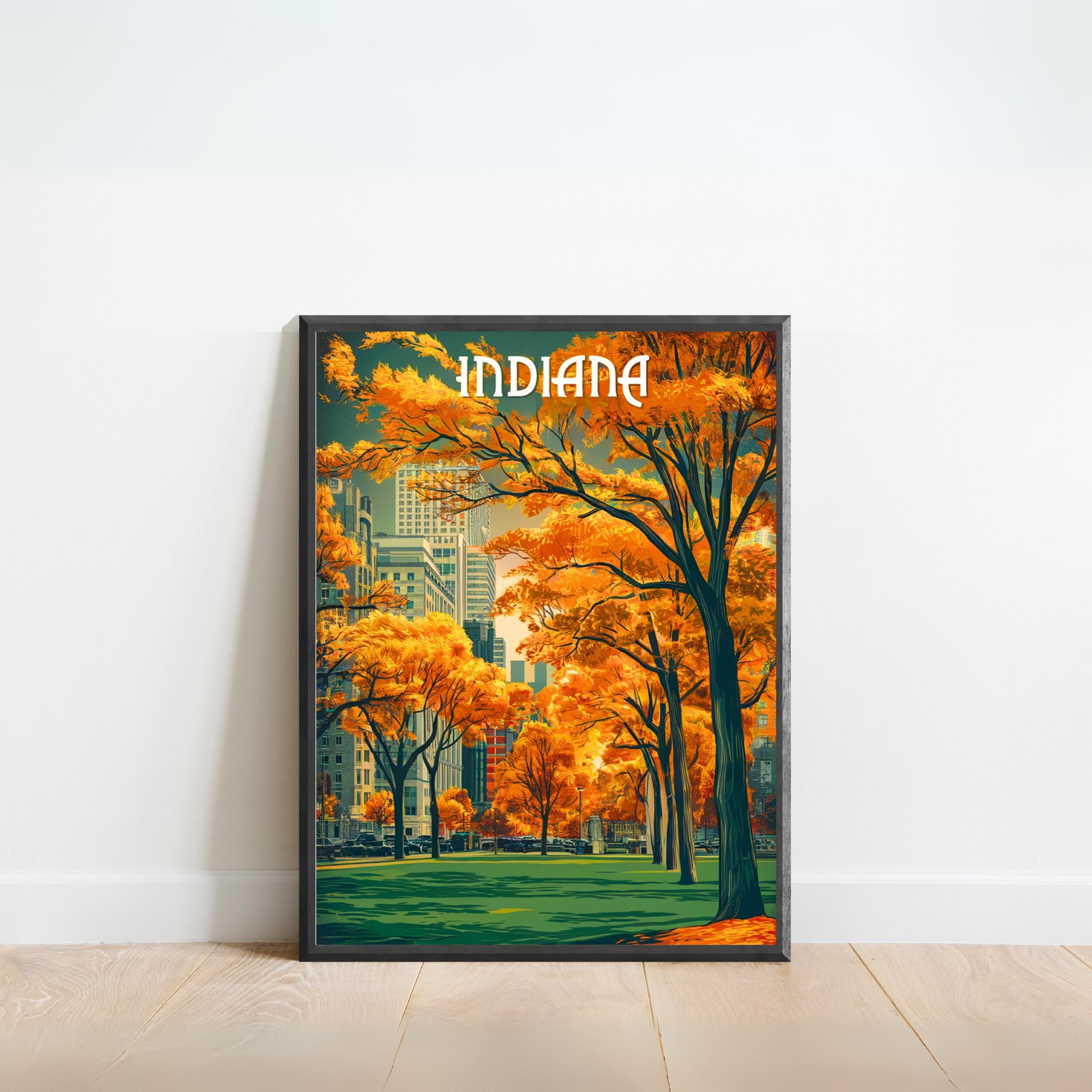 Indiana Vintage Travel Poster - Indiana Print, United States Wall Art, Framed, Gift United States Present