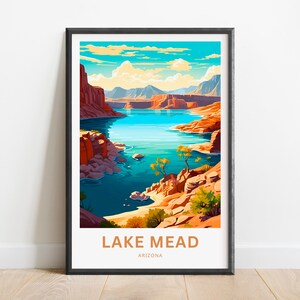 Lake Mead Travel Print - Lake Mead poster, Arizona Wall Art, Framed present, Gift Arizona Present
