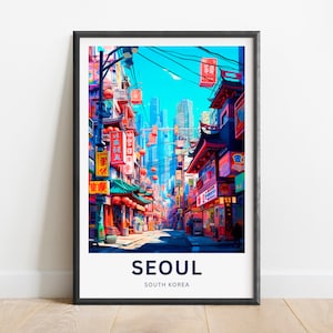 Seoul Travel Print - Seoul Poster, Südkorea Wandkunst, gerahmtes Geschenk, Geschenk Südkorea