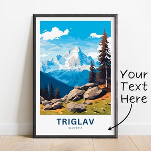 Personalized Triglav Travel Print - Triglav  poster, Slovenia Wall Art, Framed present, Gift Slovenia Present
