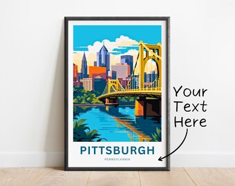 Personalisierte Pittsburgh Reise Druck - Pittsburgh Poster, Pennsylvania Wandkunst, gerahmtes Geschenk, Geschenk Pennsylvania Geschenk