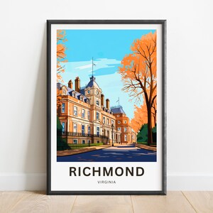 Richmond Travel Print - Richmond poster, Virginia Wall Art, Framed present, Gift Virginia Present