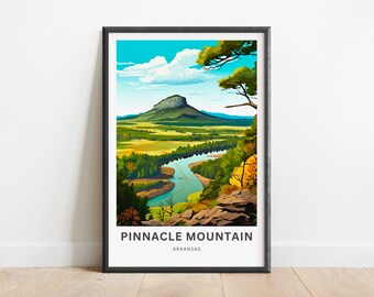Pinnacle Mountain Travel Print - Pinnacle Mountain poster, Arkansas Wall Art, Framed present, Gift Arkansas Present, Customized Your Text