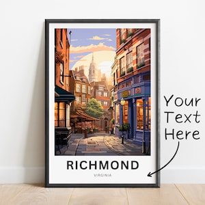 Personalized Richmond Travel Print - Richmond poster, Virginia Wall Art, Framed present, Gift Virginia Present