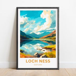 Loch Ness Travel Print - Loch Ness poster, Scotland Wall Art, Framed present, Gift Scotland Present
