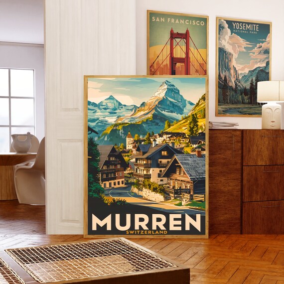 Swiss Switzerland Scenic Retro Travel Poster – Home Wall Decor Art Print