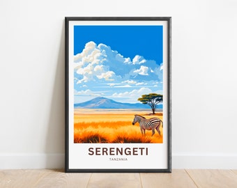 Tanzania Wall Art Print: Serengeti Wildlife Scene - Modern Minimalist