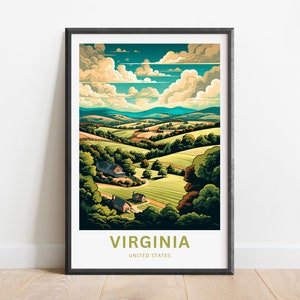 Virginia  Travel Print - Virginia poster, United States Wall Art, Framed present, Gift United States Present