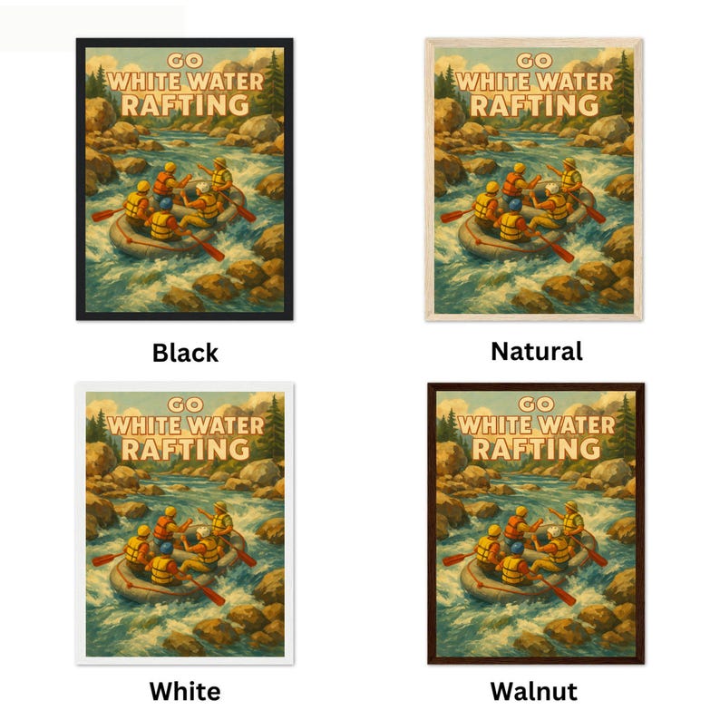 River Raft Poster Vintage White Water Rafting Poster – Adventure Travel Wall Art for ...