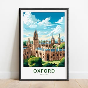 Oxford Travel Print - Oxford poster, England Wall Art, Framed present, Gift England Present