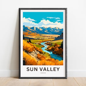 Sun Valley Travel Print - Sun Valley poster, Idaho Wall Art, Framed present, Gift Idaho Present