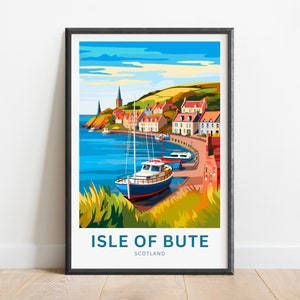 Isle of Bute Travel Print - Isle of Bute poster, Scotland Wall Art, Framed present, Gift Scotland Present