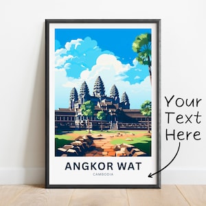 Personalized Angkor Wat Travel Print - Angkor Wat poster, Cambodia Wall Art, Framed present, Gift Cambodia Present