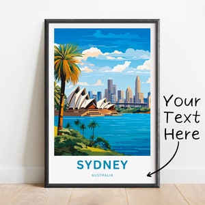 Personalized Sydney Travel Print - Sydney poster, Australia Wall Art, Framed present, Gift Australia Present