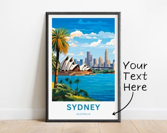Personalized Sydney Travel Print - Sydney poster, Australia Wall Art, Framed present, Gift Australia Present