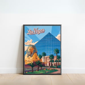 Luxor Las Vegas Vintage Travel Poster - Las Vegas Print, US Wall Art, Framed, Gift Nevada Present
