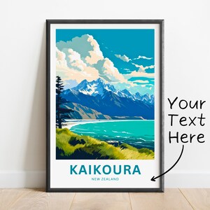 Personalized Kaikoura Travel Print - Kaikoura poster, New Zealand Wall Art, Framed present, Gift New Zealand Present