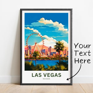 Personalized Las Vegas Travel Print - Las Vegas poster, Nevada Wall Art, Framed present, Gift Nevada Present