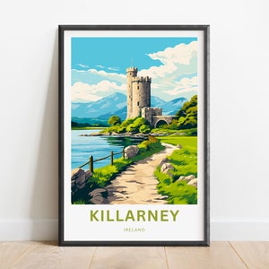 Killarney Travel Print - Killarney National Park poster, England Wall Art, Framed present, Gift Ireland Present