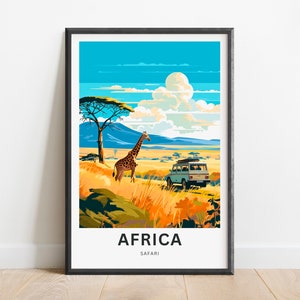 Africa Safari Travel Print, Africa Safari poster, African Wall Art, Framed present, Gift Africa Present, Customize Your Text