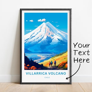 Personalized Villarrica Volcano Travel Print - Villarrica Volcano poster, Rucapillán Wall Art, Framed present, Gift Chile Present
