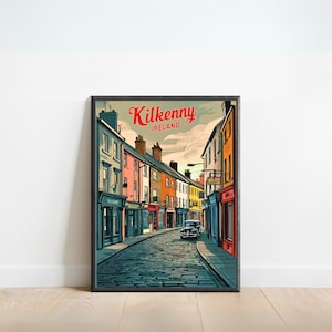 Kilkenny Vintage Travel Poster - Kilkenny Print, Ireland Wall Art, Framed, Gift Ireland Present