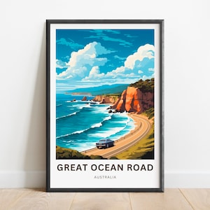 Great Ocean Road Travel Print - Cartel de Great Ocean Road, Arte de la pared de Australia, Presente enmarcado, Regalo Australia Presente